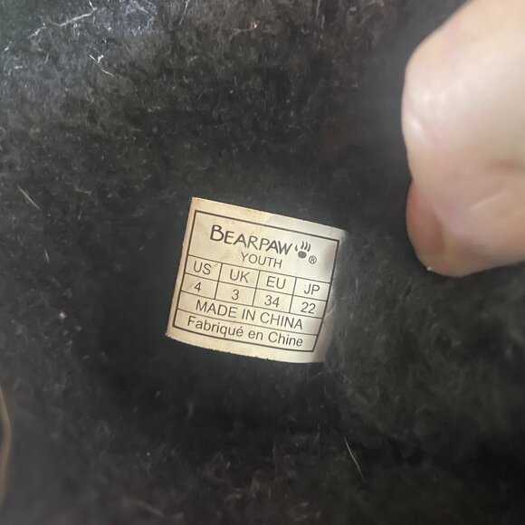 Bearpaw Evangeline Youth Black Suede Wool Lined Boots Size 4 | Cozy Winter Boot - Picture 5 of 7